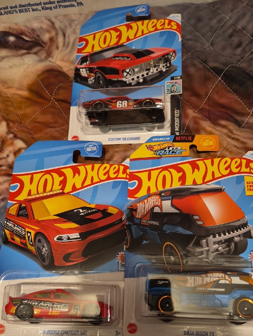 Mattel Hot Wheels Red, Orange & Blue Die-Cast Car Pack